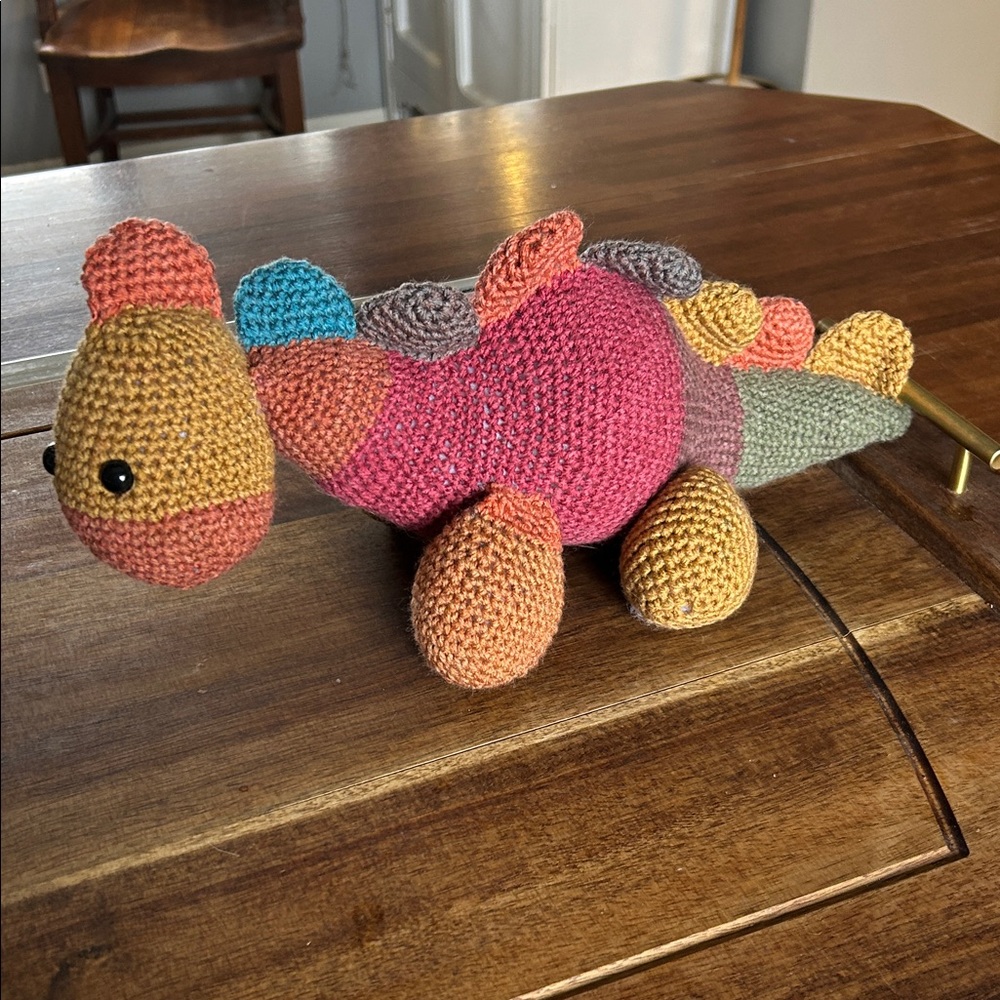 Handmade Multicolor Crocheted Dinosaur Plush